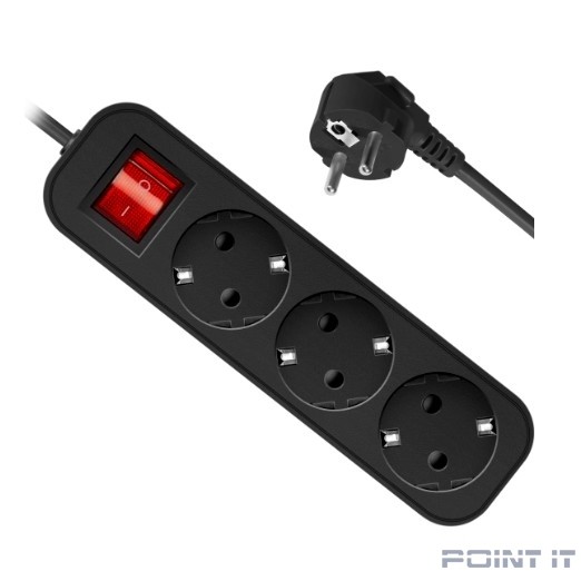 Defender Удлинитель G330 3.0 м, 3 розетки [99334] выключатель, с заземлением