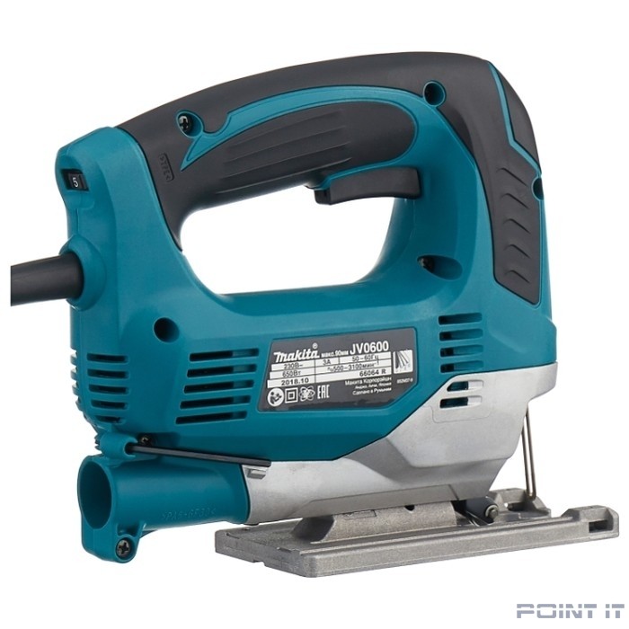 Makita JV0600K Ручной электро лобзик [JV0600K] {650Вт,500-3100об\м,ход-23мм,рез-90мм,2.4кг,чем,3маятн+1}