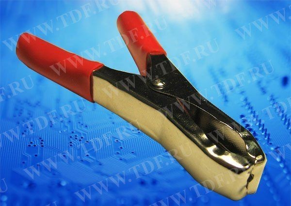 Зажим "крокодил", 50A, красный, L=100±5мм, Netko