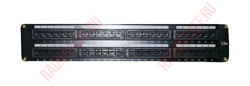 Патч-панель UTP, 19", 48 портов RJ45, cat.5е, 2U, Dual Type