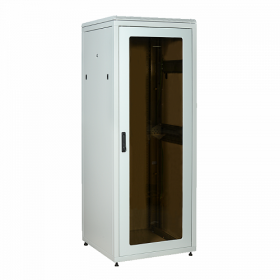  					ITK Шкаф сетевой 19 LINEA N 18U 800х800мм стекл. пер. дв. задн. металл. сер.				 