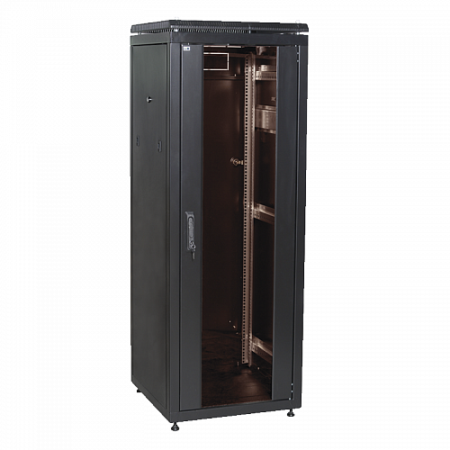 ITK Шкаф сетевой 19 LINEA N 18U 600х800 мм стеклянная передняя дверь, задняя металлическая черный